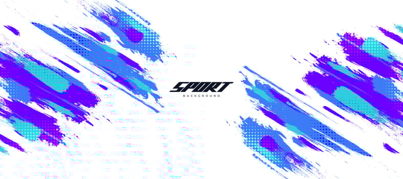 Colorful Brush Background with Halftone Effect. Brush Stroke Illustration for Banner, Poster, or Sports Background. Scratch and Texture Elements For Design vector