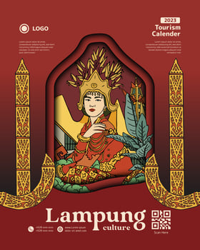 Cover Book Magazine template for tourism calender with lampung culture illustration vector
