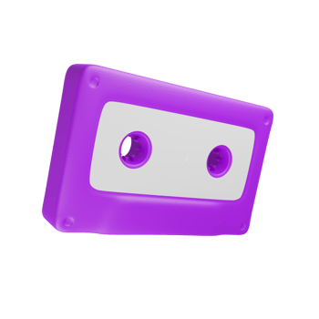 Purple audio cassette 3d icon png. png