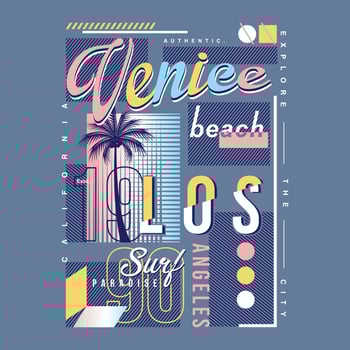 venice beach los angele california graphic typography vector print