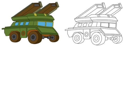 Tank coloring page vector