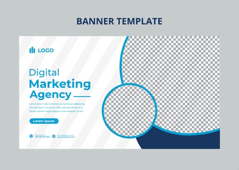Digital marketing agency cover banner design, corporate business marketing web banner template vector
