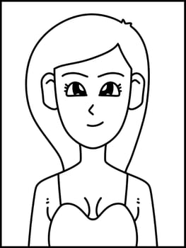 vector illustration of woman cartoon for coloring