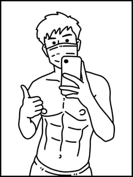 vector illustration of cute man cartoon for coloring