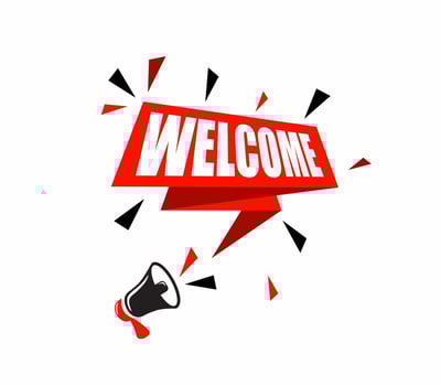 Megaphone and save the welcome bubble. Banner design for business marketing and advertising. vector