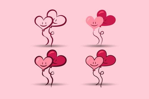 valentines day element. Valentines love balloons with smile. Vector illustration
