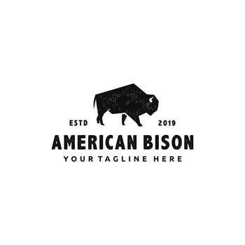 Bison american buffalo animal vintage logo design vector