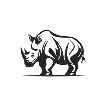 Stylish black and white rhinoceros vector logo design.