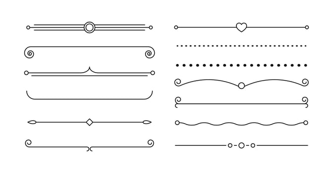 Line dividers decoration set. Vintage element frame isolated illustration. vector