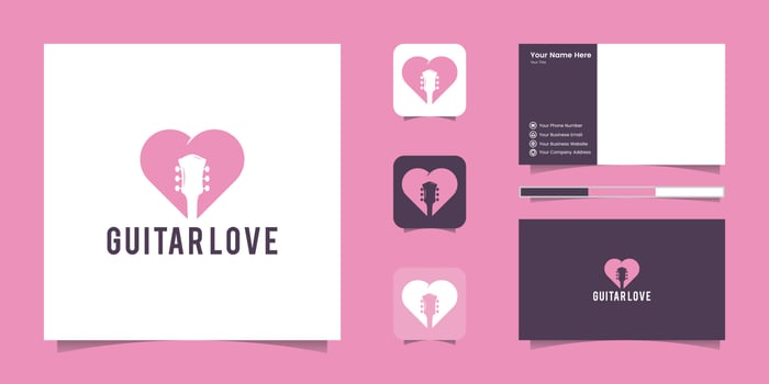 love and guitar logo design inspiration vector