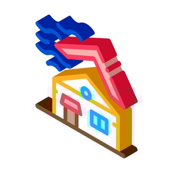 Roof Tear Down isometric icon vector illustration