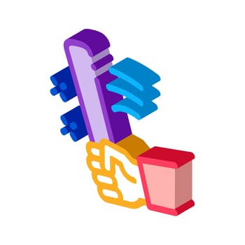 man hand with bat isometric icon vector illustration