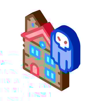 house with ghosts isometric icon vector illustration