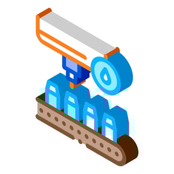 bottle filling device isometric icon vector illustration