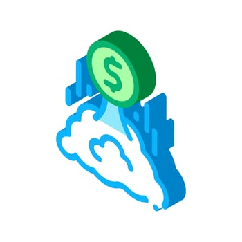 money takes off isometric icon vector illustration