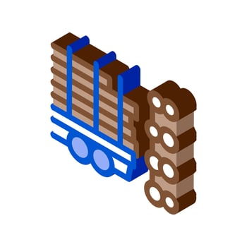 logging tree truck isometric icon vector illustration
