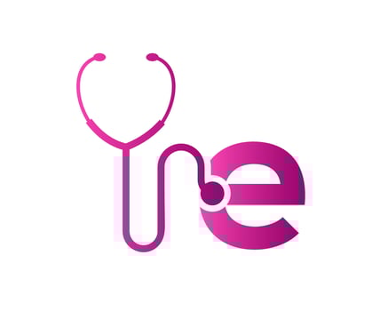 Stethoscope E Letter Health Care Logo Concept vector