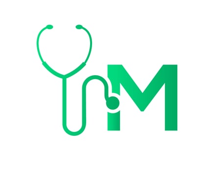 Stethoscope M Letter Health Care Logo Concept vector