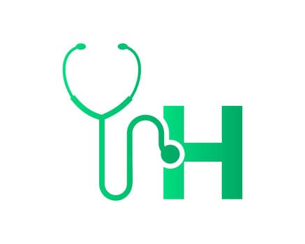 Stethoscope H Letter Health Care Logo Concept vector