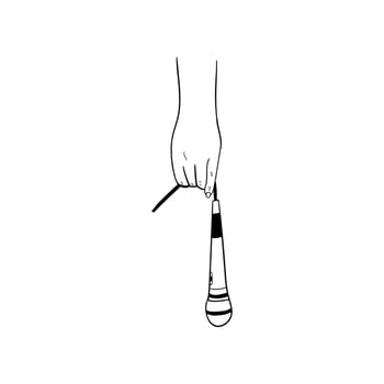 illustration of a hand holding a microphone,hand drawn icon of a hand holding a microphone vector