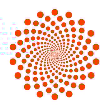 Abstract fibonacci dotted spiral vortex logo vector. Twisted swirl pattern dots design. vector