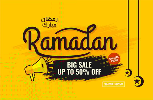 iluustration vector graphic of Ramadan sale abstract sale banner yellow promotion ramadan promo