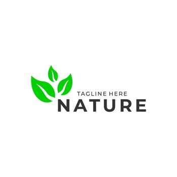 Natural leaf, Vegan, eco, bio, organic, fresh, healthy, nateral food. Natural product.  emblem cafe, badges, packaging. Vector illustration. Green Leaf Nature Logo Template