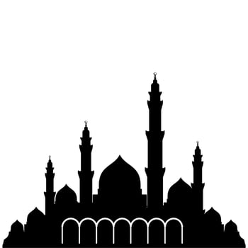 Mosque silhouette icon logo template, Mosque icon vector Illustration design templateMosque silhouette icon logo template, Mosque icon vector Illustration design template black and white minimalist