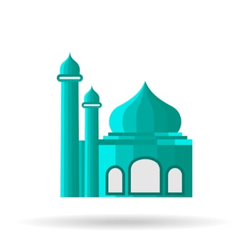 Vector of Mosque Flat Design. Mosque icon blue.