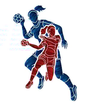 Silhouette Handball Sport Female Players Mix vector