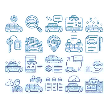 Car Dealership Shop icon hand drawn illustration vector