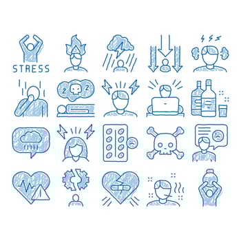 Stress And Depression icon hand drawn illustration vector