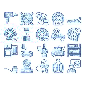 Tire Fitting Service icon hand drawn illustration vector