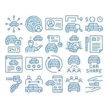 Car Sharing Business icon hand drawn illustration vector