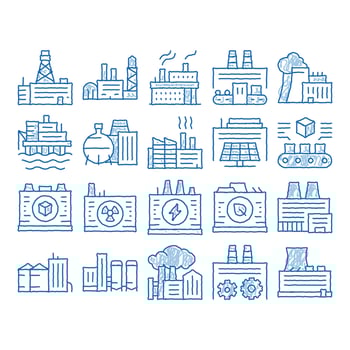 Factory Industrial icon hand drawn illustration vector