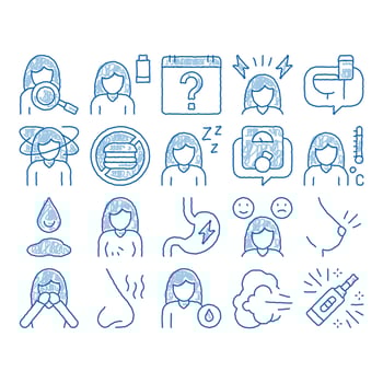 Symptomps Of Pregnancy Element Vector icon hand drawn illustration