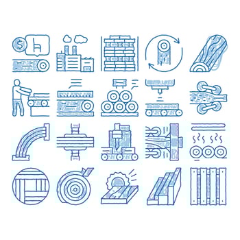 Wood Production Plant icon hand drawn illustration vector