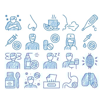 Flu Symptoms Medical icon hand drawn illustration vector