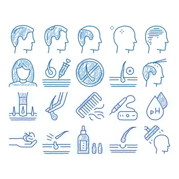 Hair Transplantation icon hand drawn illustration vector