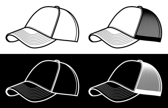 blank baseball cap icon in simple linear style. Athlete, golfer, baseball clothing. Vector