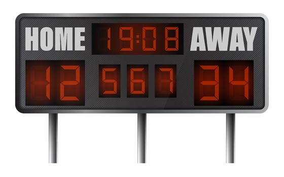realistic electronic sports scoreboard. Score on board during match on field. Team sports. Active lifestyle. Vector