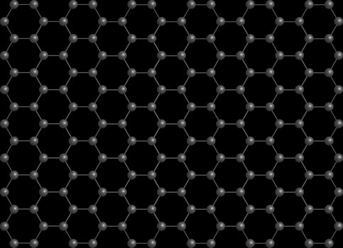 Seamless circles and hexagons mesh in gray tones on a black background. vector