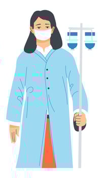 Patient in clinic hospital wearing mask treating vector