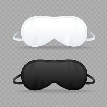 Realistic Detailed 3d Blank White and Black Sleep Mask Template Mockup. Vector