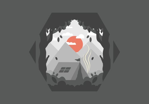 Colorful Flat illustration of outdoor camping vector