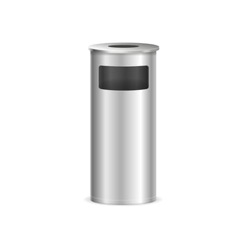 Realistic Detailed 3d Metal Trash Bin. Vector