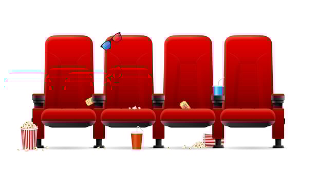 Realistic Detailed 3d Red Cinema Seats. Vector