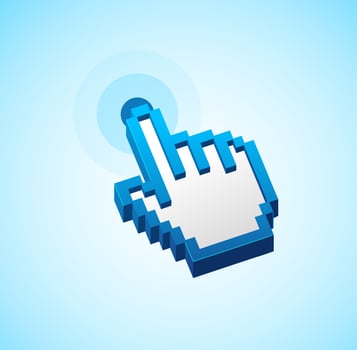 Pixel Computer Cursor Push Button Sign. Vector