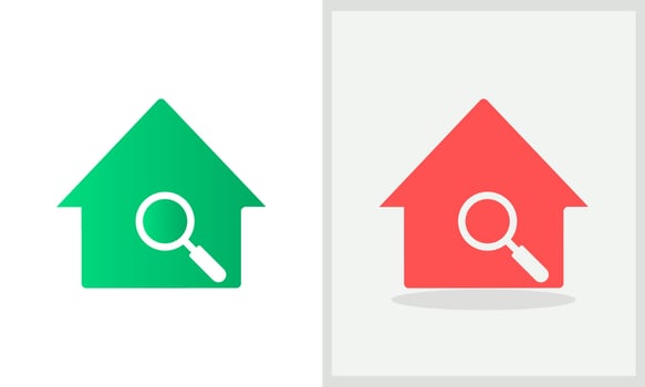 Search House logo design. Home logo with Magnifying glass concept vector. Magnifying glass and Home logo design vector