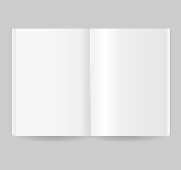 Realistic Detailed 3d Magazine Template Open View. Vector